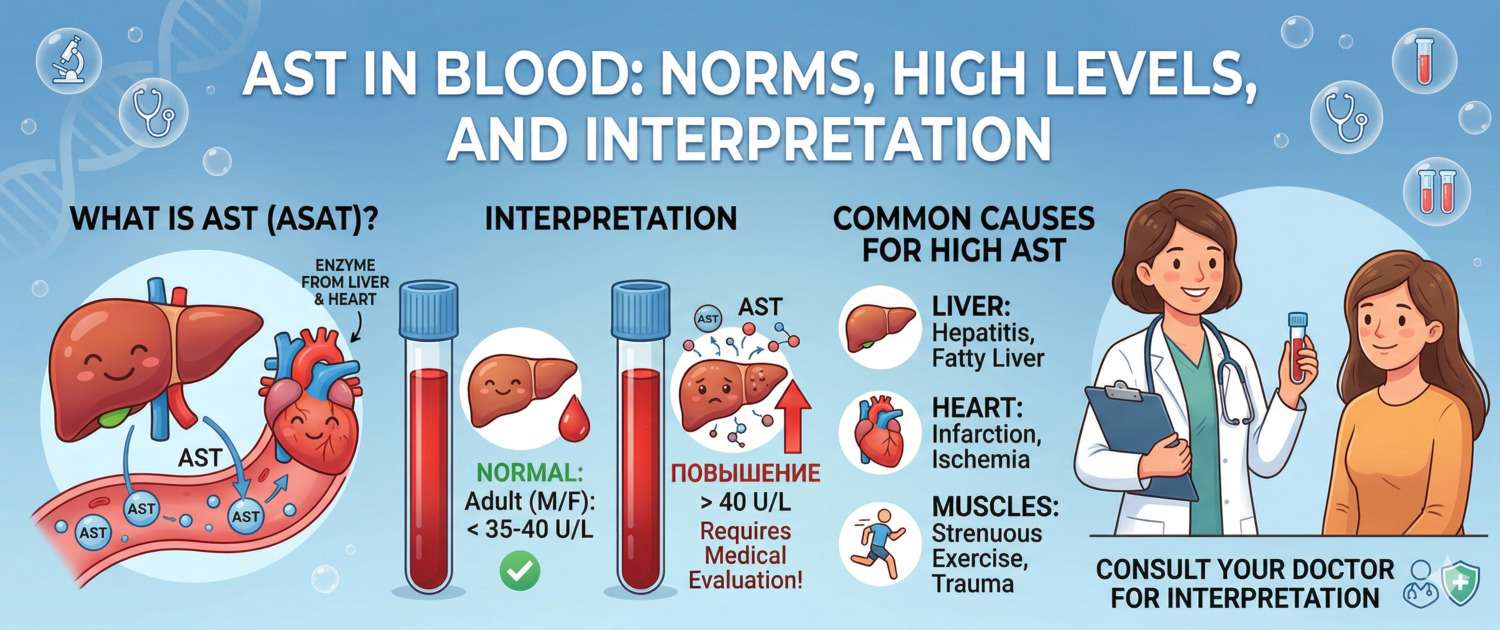 AST in Blood: Normal Levels, Causes of Elevation and Interpretation
