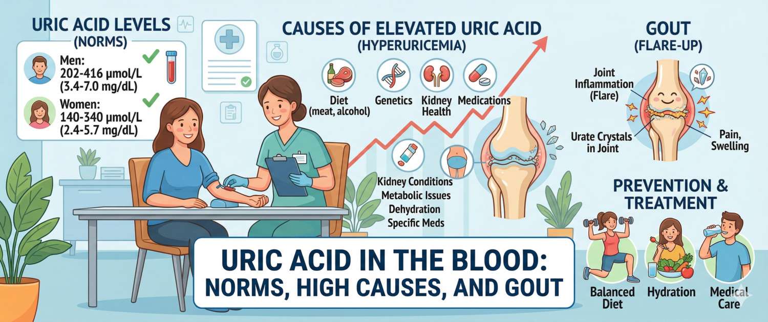 Uric Acid in Blood: Normal Levels, High Causes and Gout