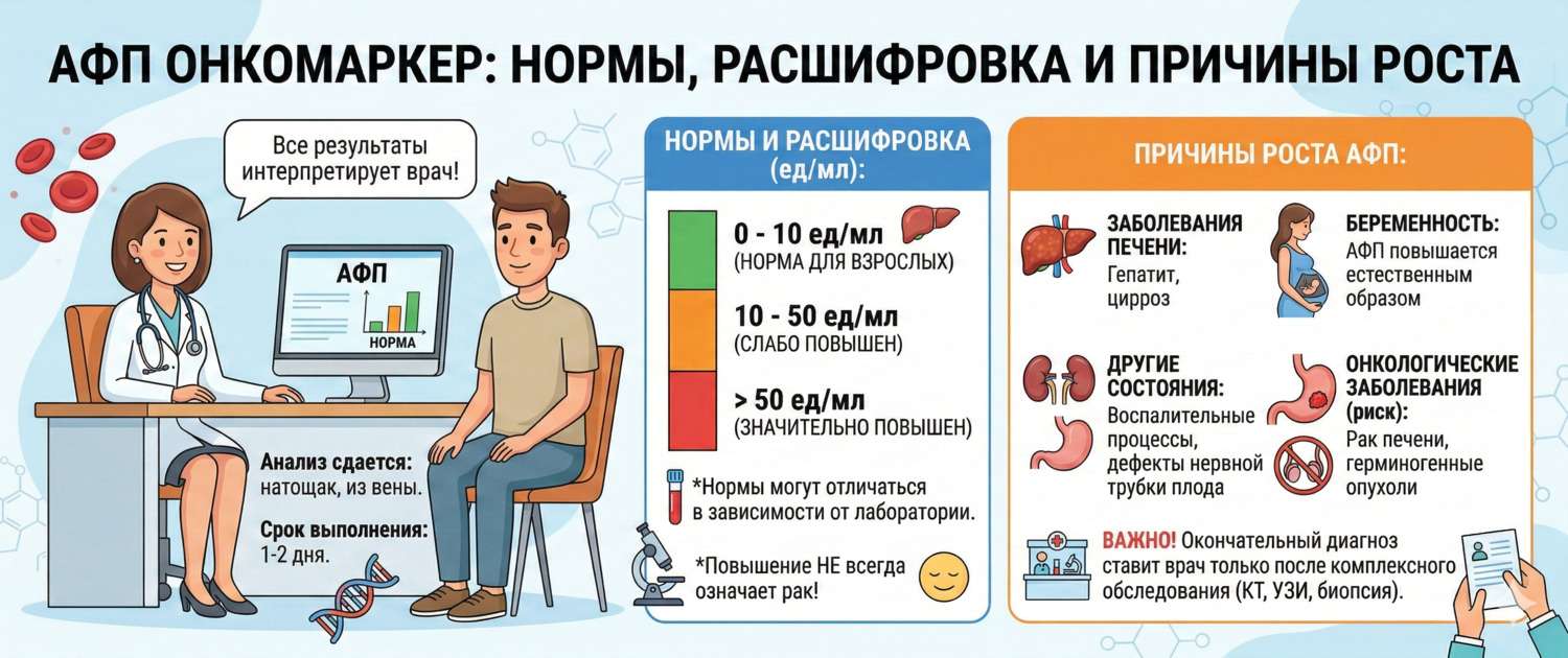 АФП онкомаркер: нормы, расшифровка и причины роста