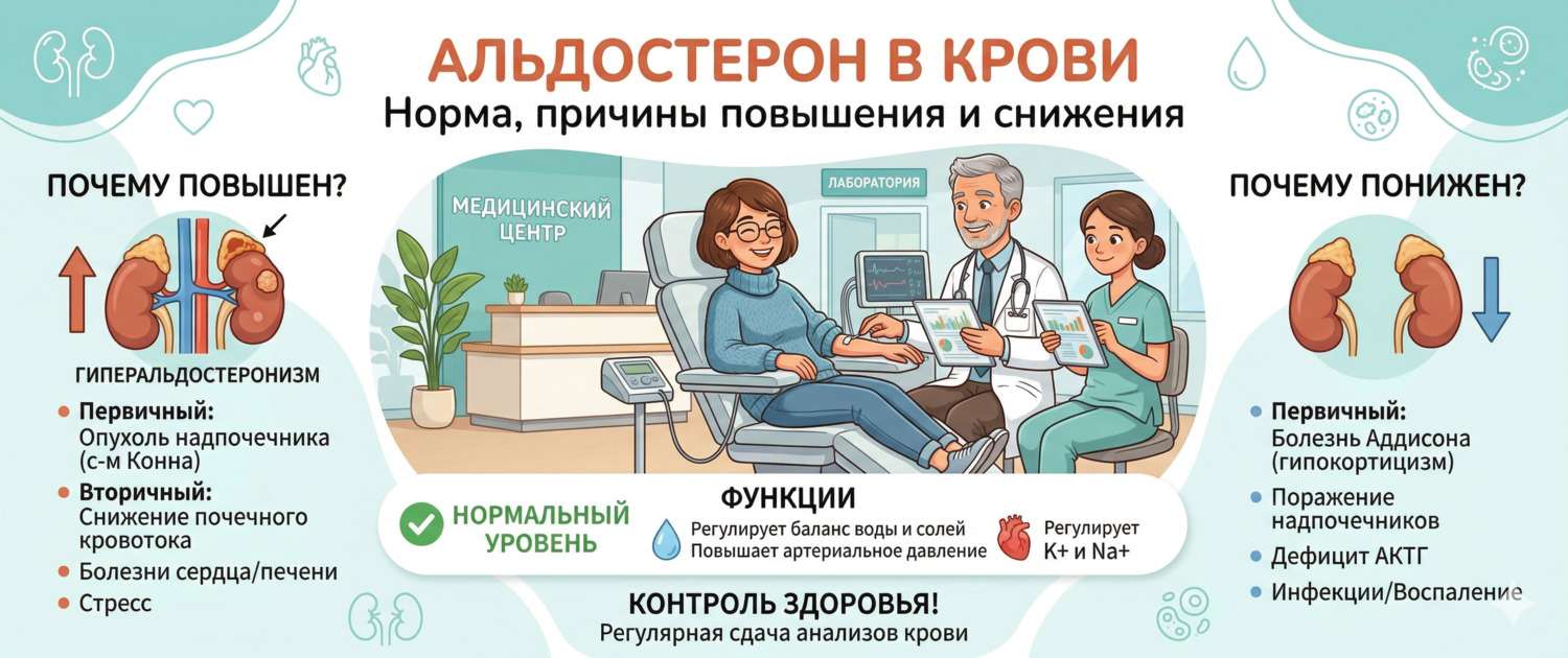 Альдостерон в крови: норма, причины повышения и снижения
