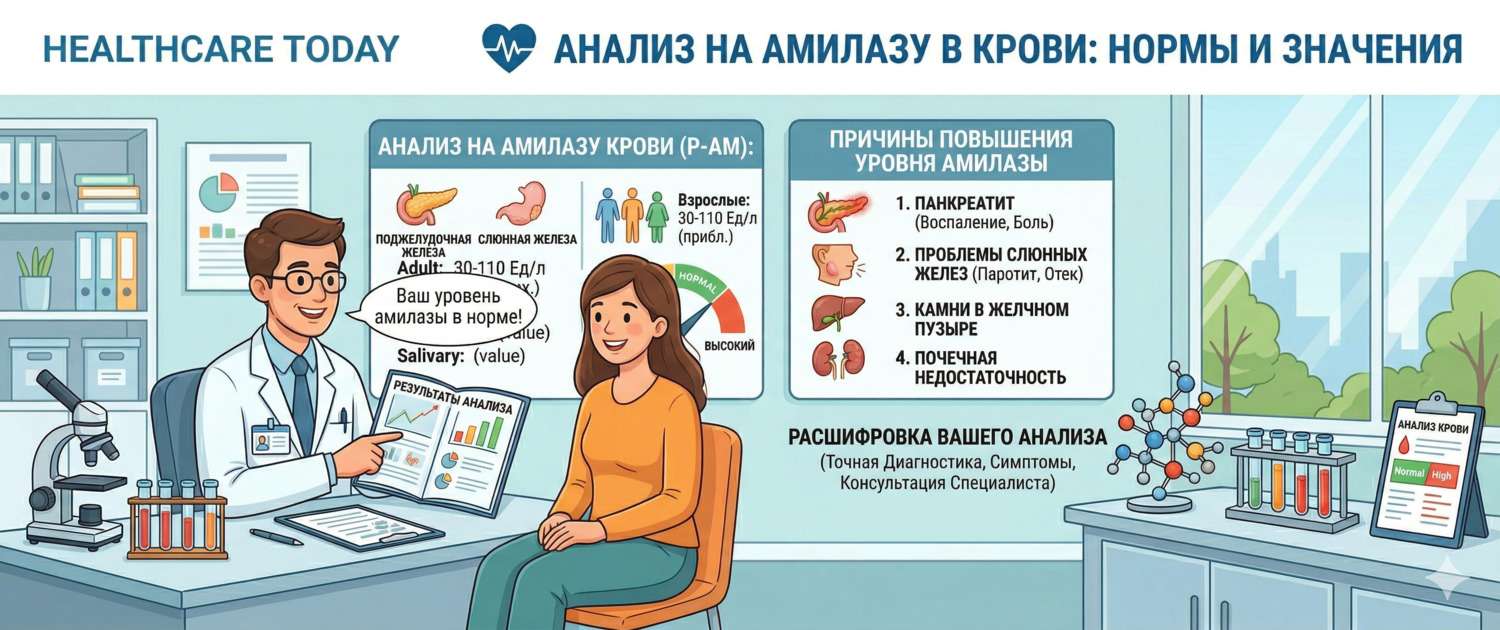 Амилаза в крови: нормы, причины повышения и расшифровка анализа