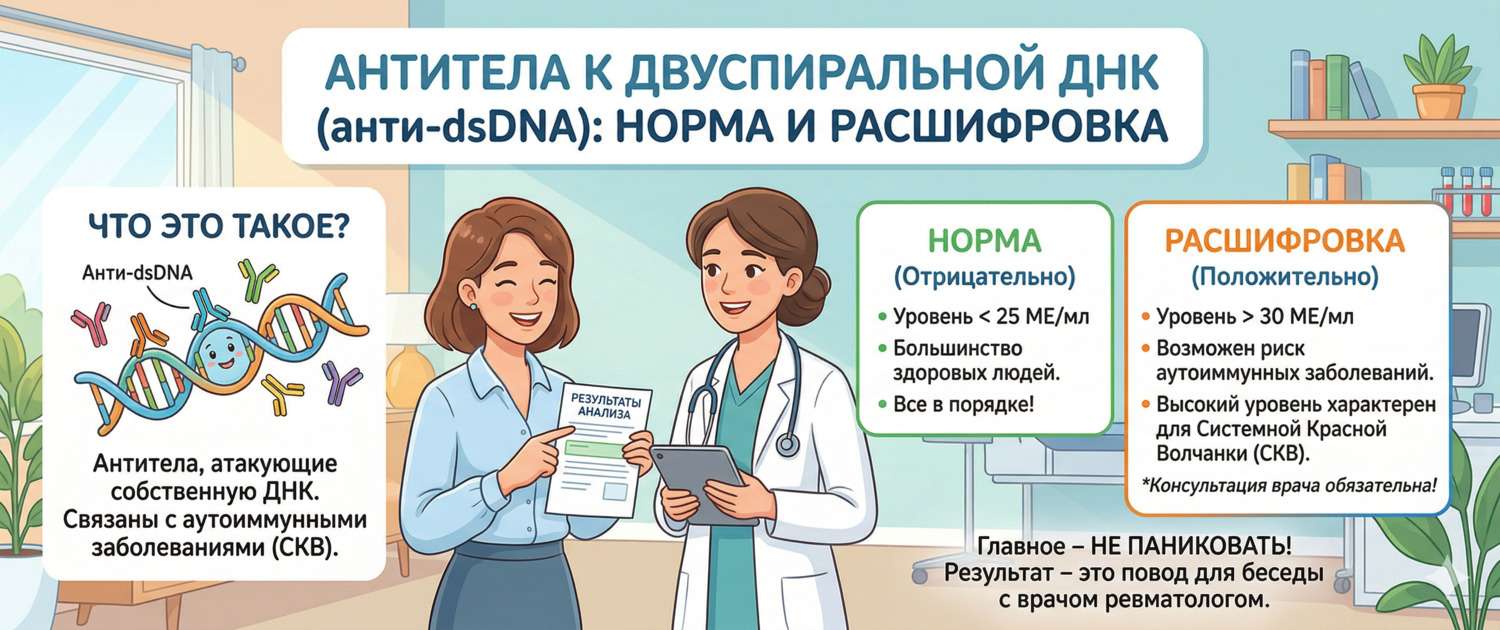Антитела к двуспиральной ДНК (анти-dsDNA): норма и расшифровка
