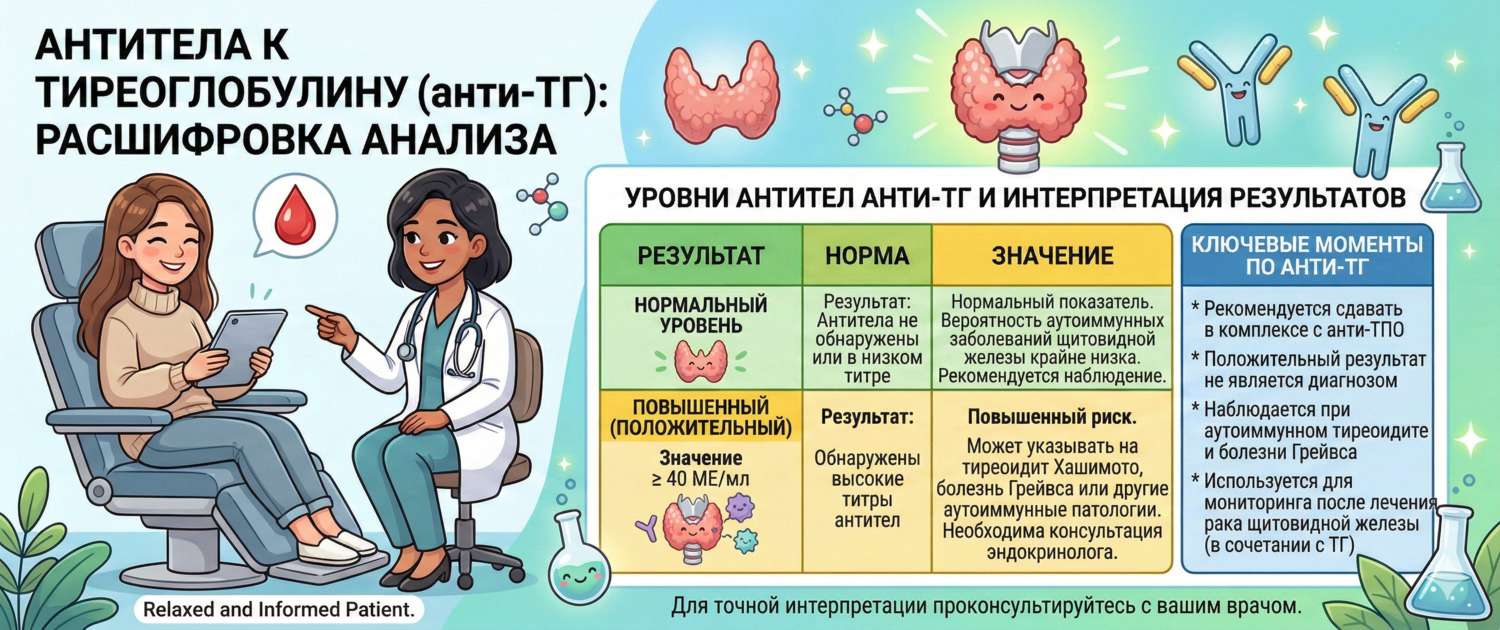 Антитела к тиреоглобулину (анти-ТГ): нормы и расшифровка анализа