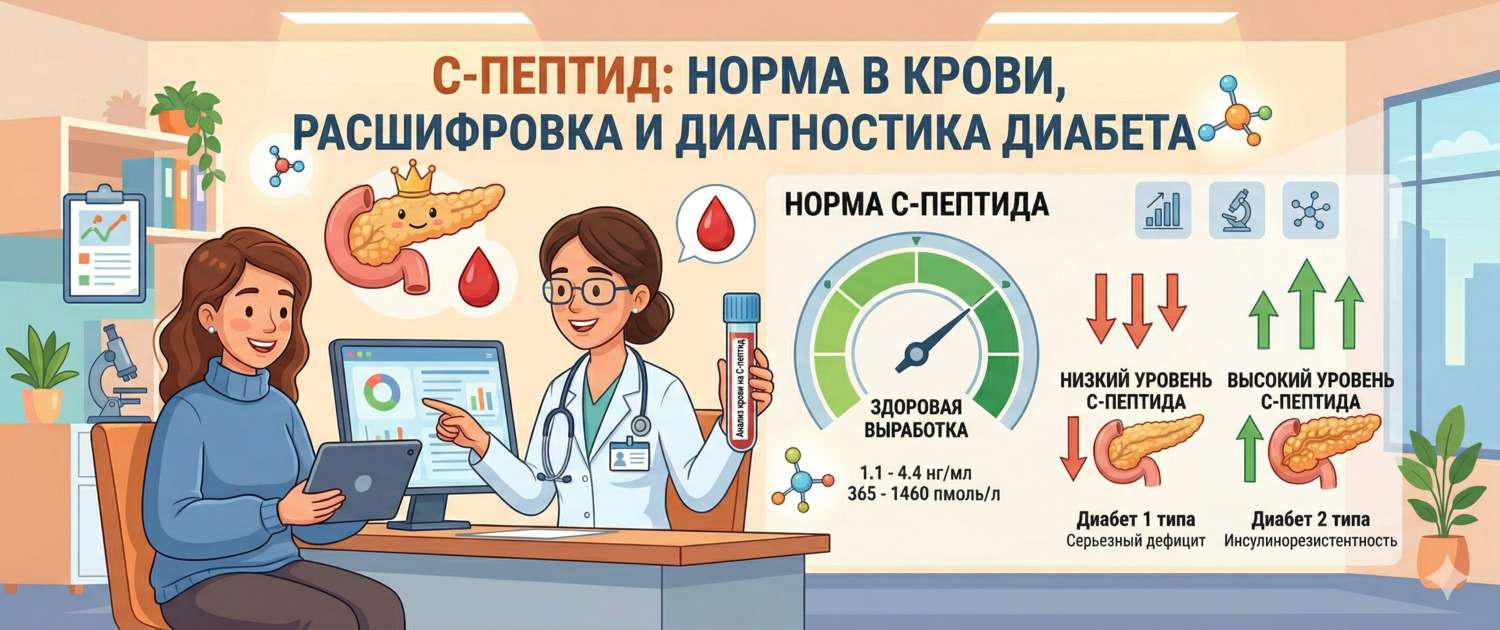 С-пептид: норма в крови, расшифровка и диагностика диабета