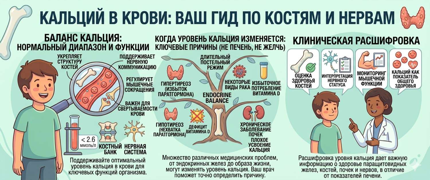 Кальций в крови (Ca): нормы, причины отклонений и расшифровка