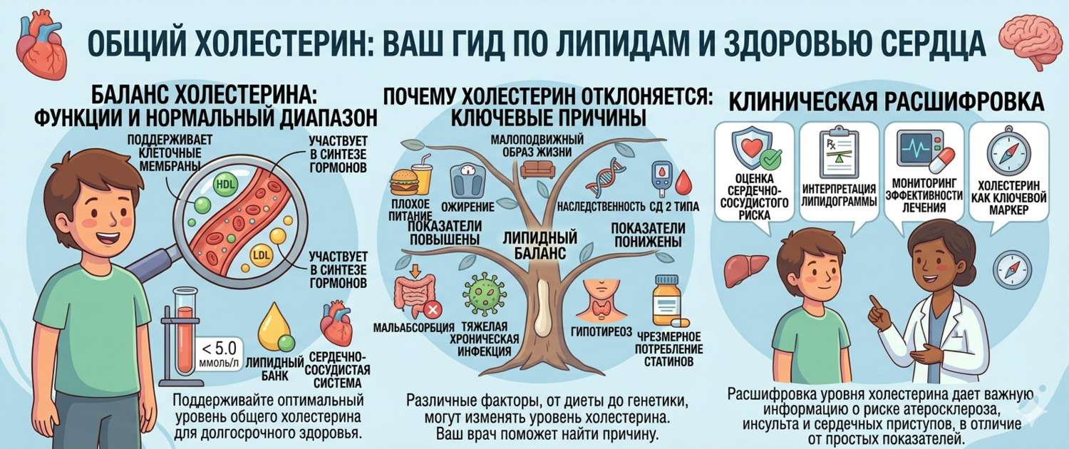 Общий холестерин: норма, причины отклонений и лечение