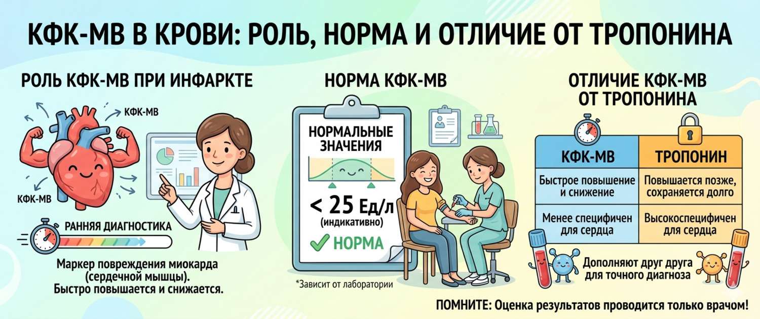 КФК-МВ в крови: норма, причины повышения и значение
