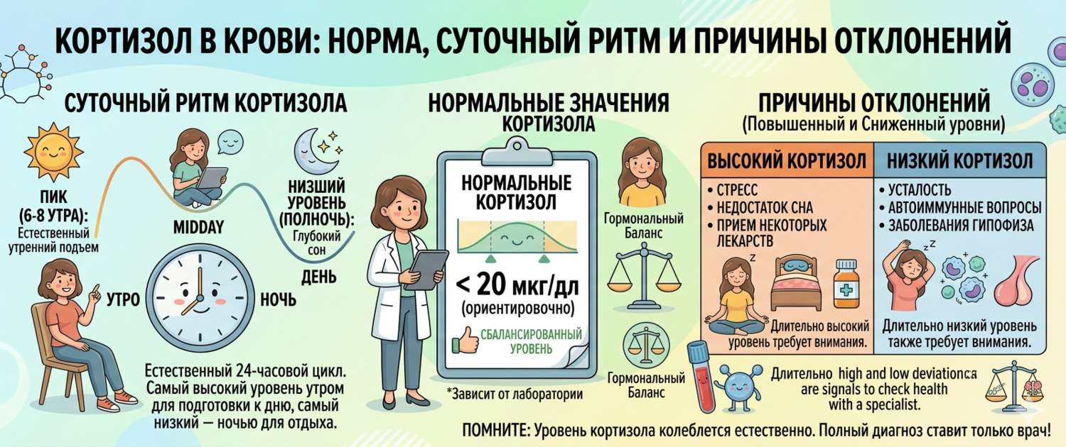 Кортизол в крови: норма, причины отклонений и расшифровка