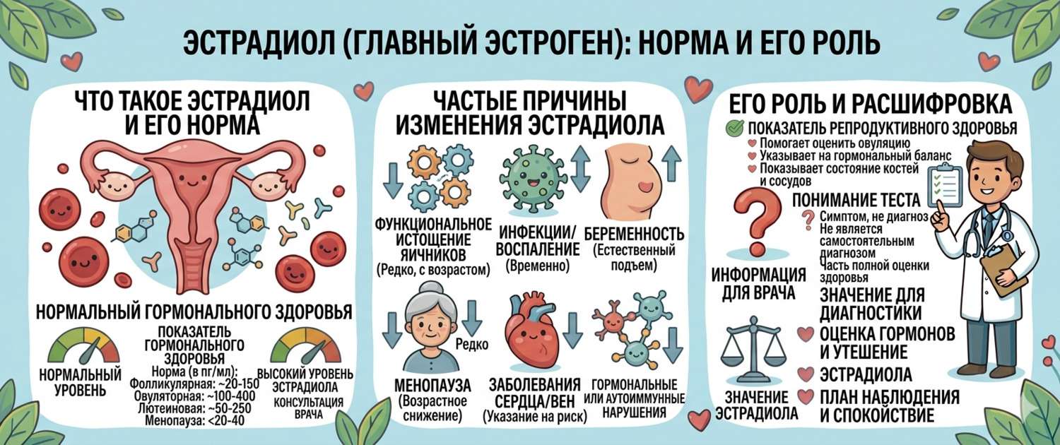 Эстрадиол: норма, причины отклонений и расшифровка анализа