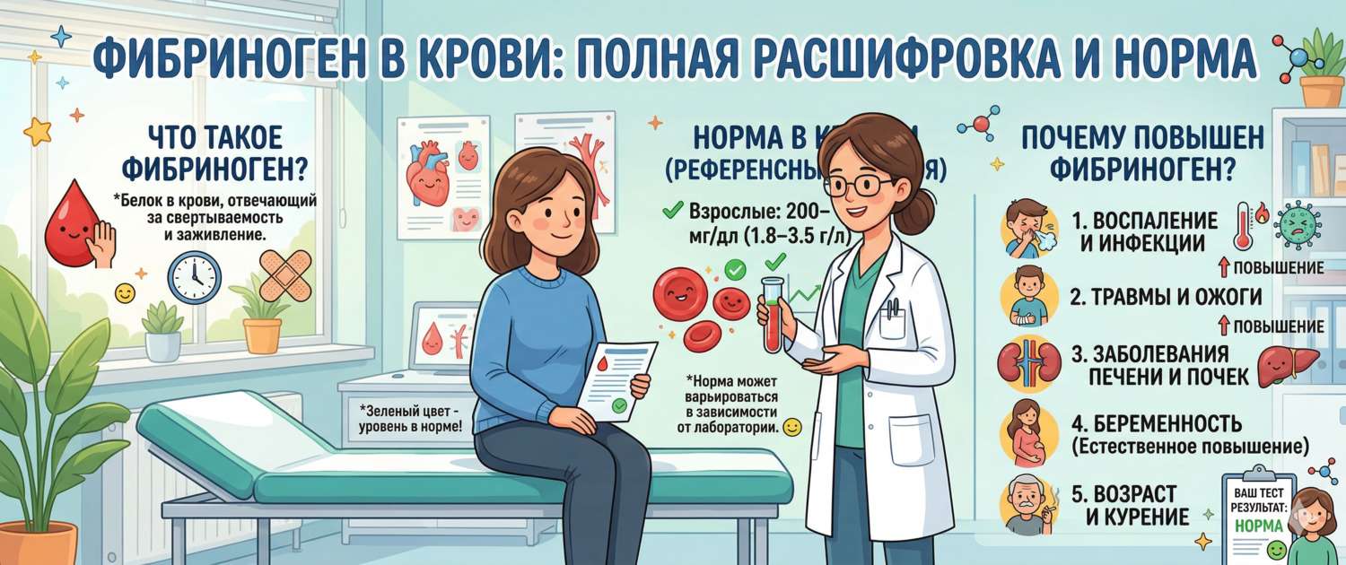 Фибриноген: норма в крови, расшифровка и причины повышения