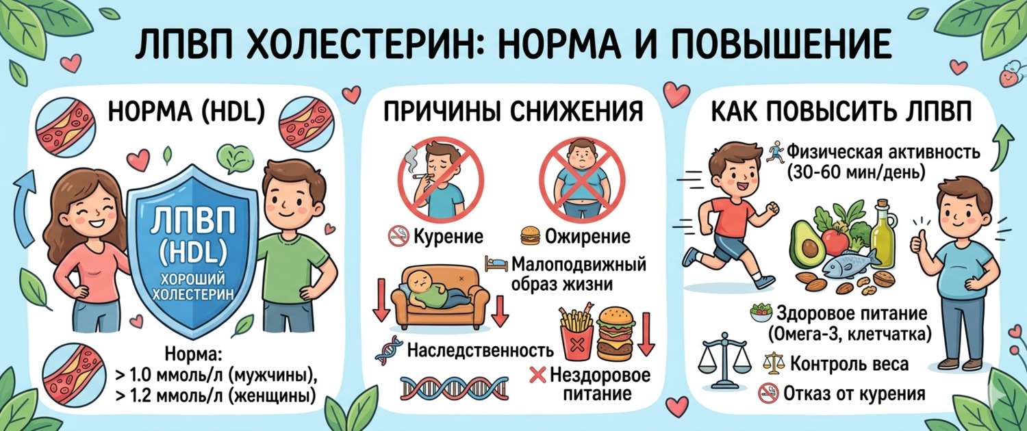 ЛПВП (холестерин): норма, причины снижения и как повысить
