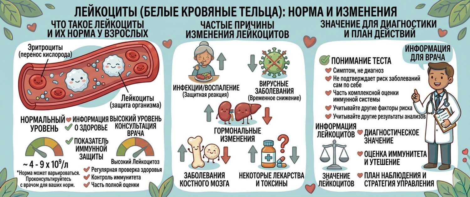Лейкоциты: норма в крови у взрослых, причины повышения и снижения