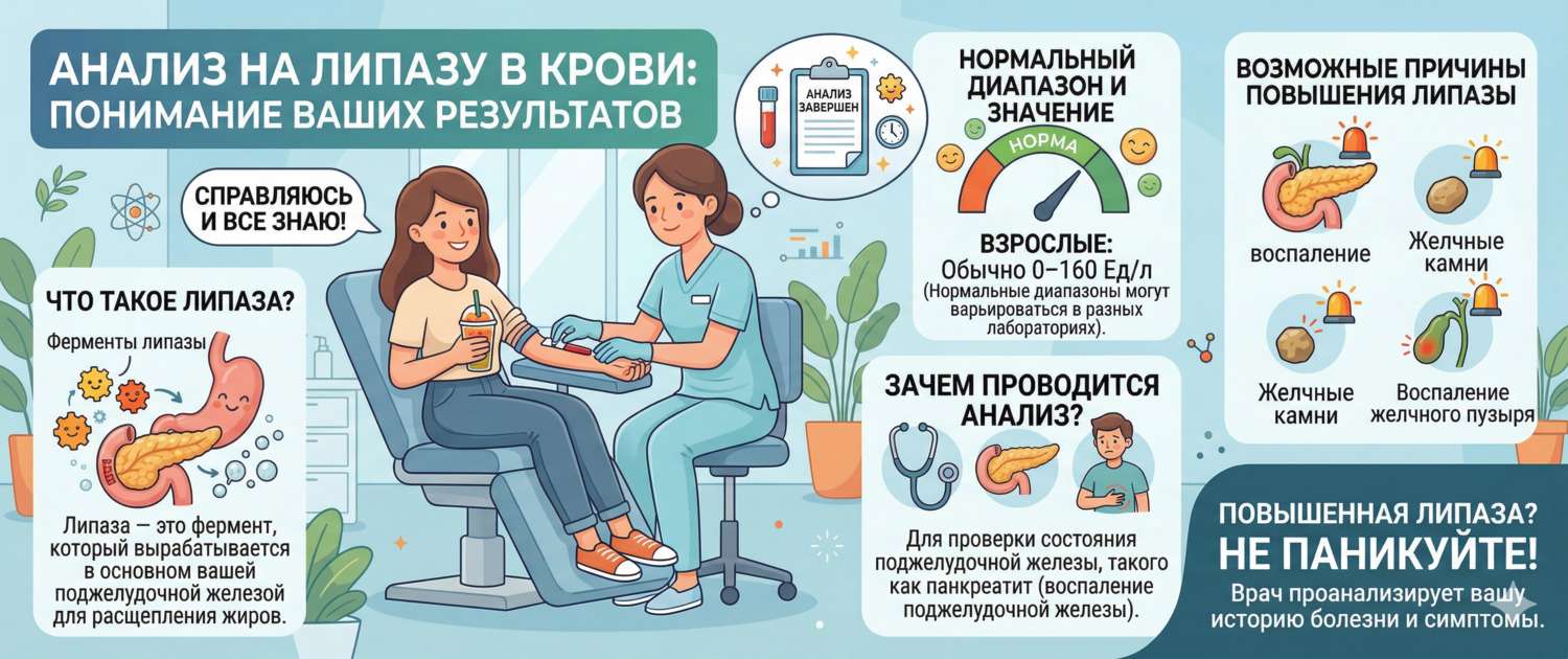 Липаза в крови: нормы, причины повышения и расшифровка анализа