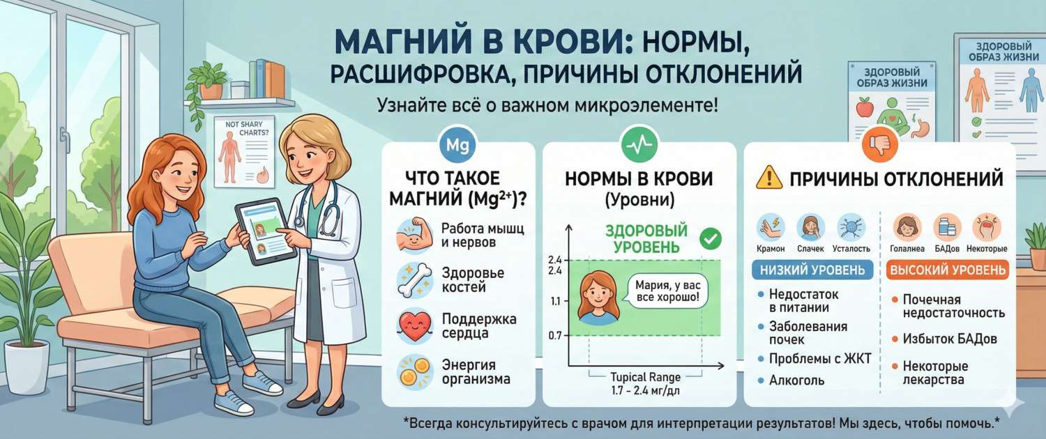 Магний в крови: нормы, расшифровка и причины отклонений