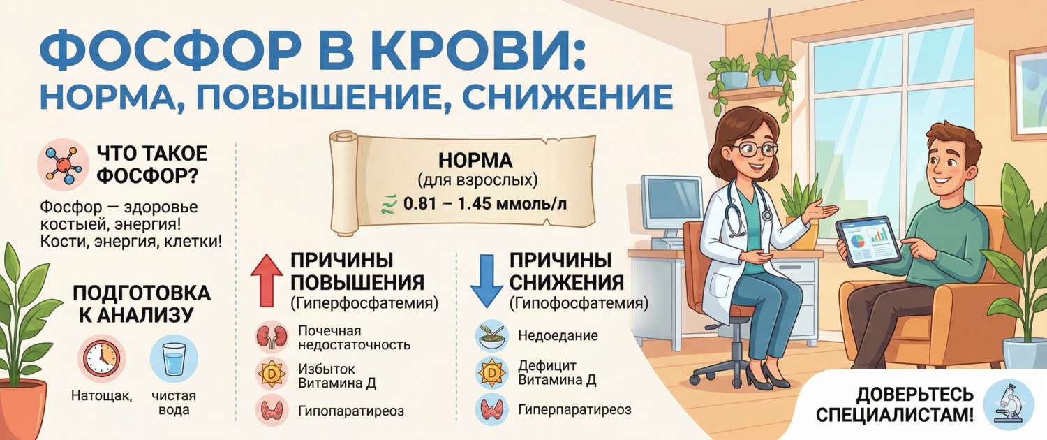 Фосфор в крови: норма, причины отклонений и лечение