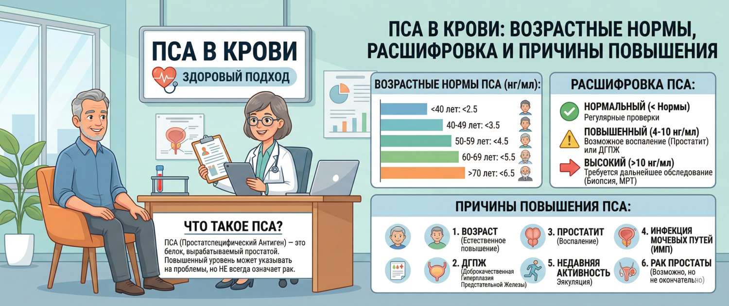 ПСА в крови: нормы по возрасту, расшифровка и причины повышения