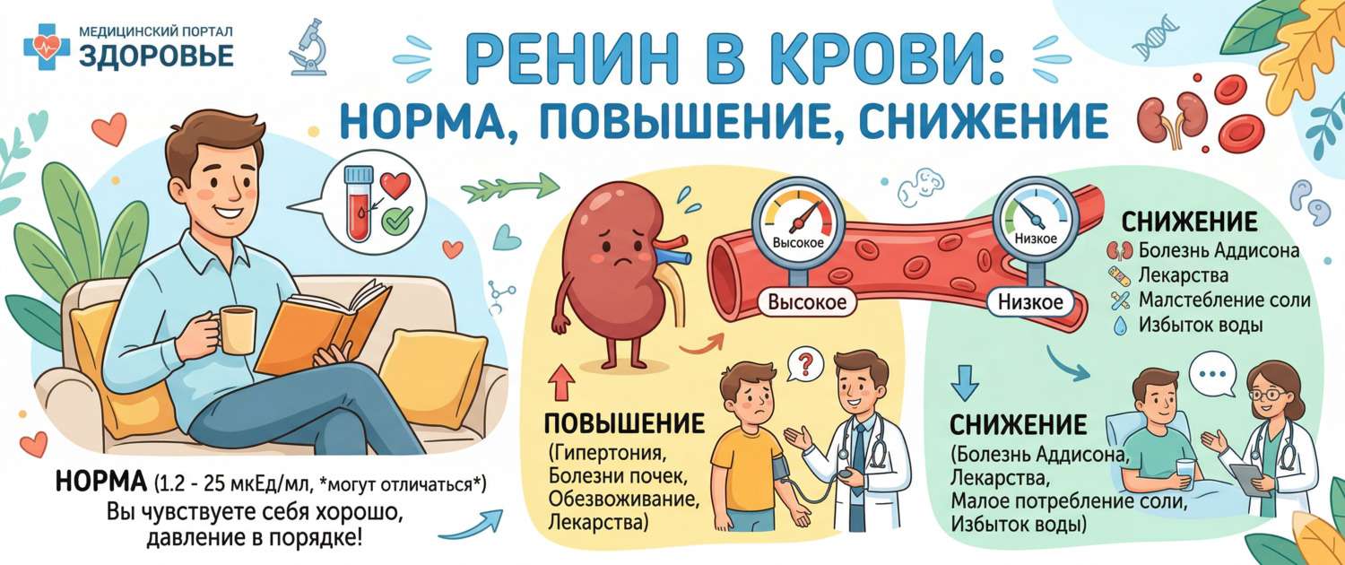 Ренин в крови: норма, причины повышения и снижения
