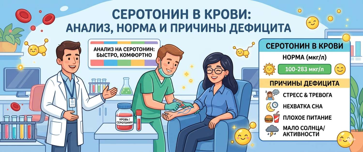 Серотонин в крови: анализ, норма и причины дефицита