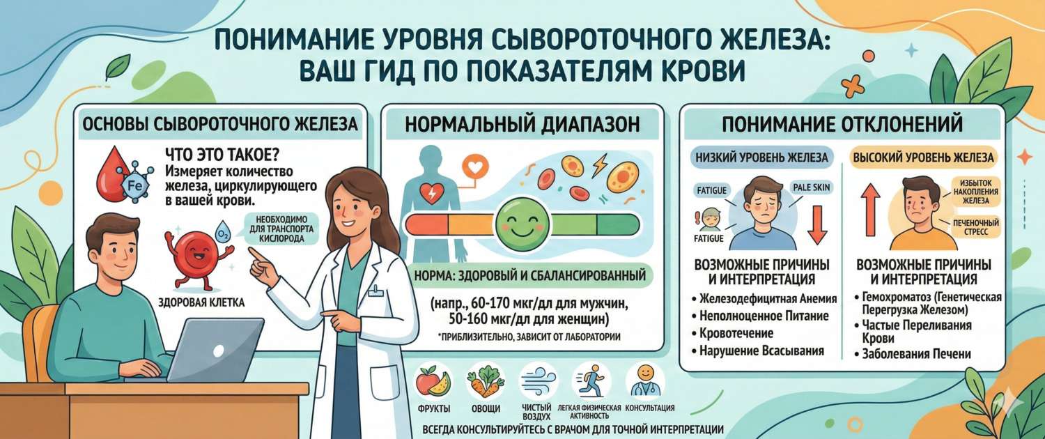 Железо сывороточное: норма в крови, причины отклонений и расшифровка