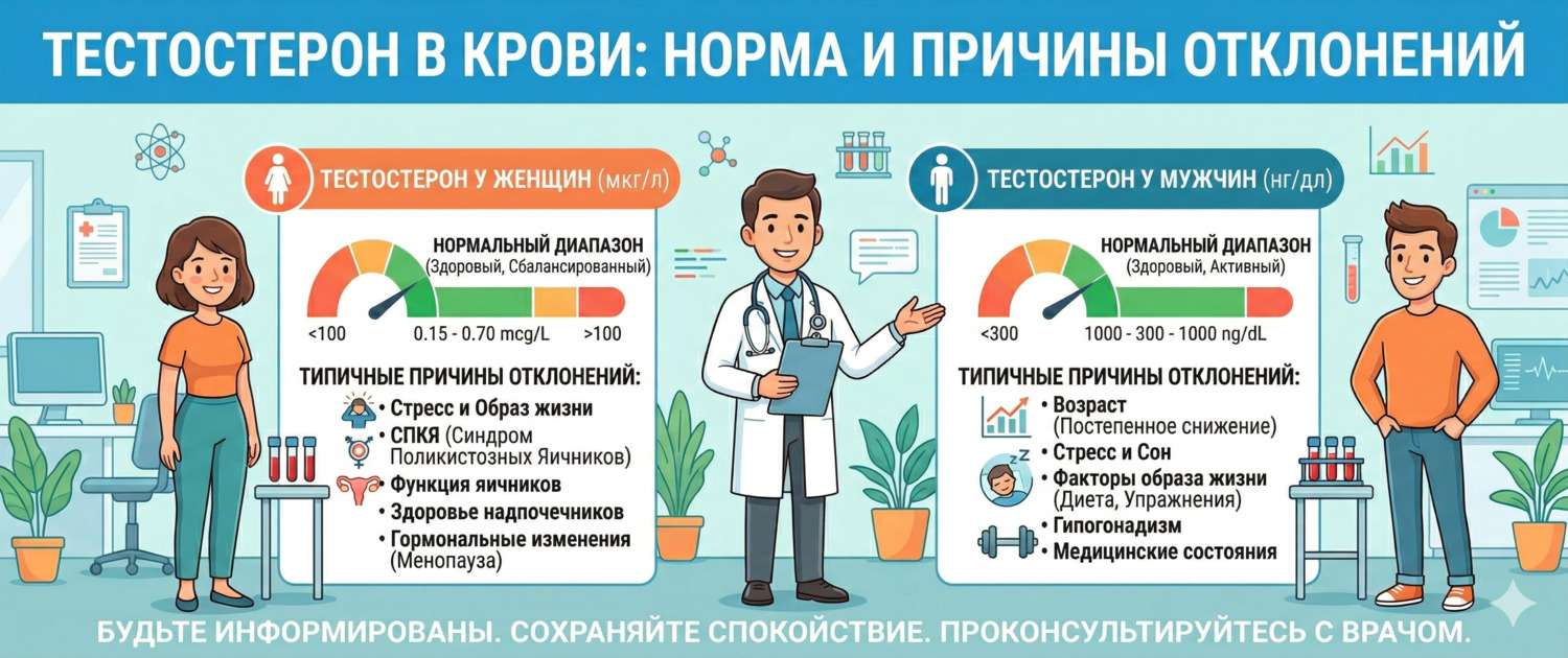 Тестостерон в крови: норма у мужчин и женщин, причины отклонений