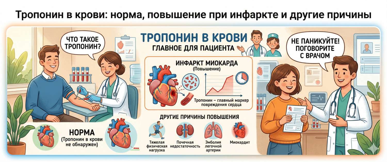 Тропонин в крови: норма, причины повышения и значение