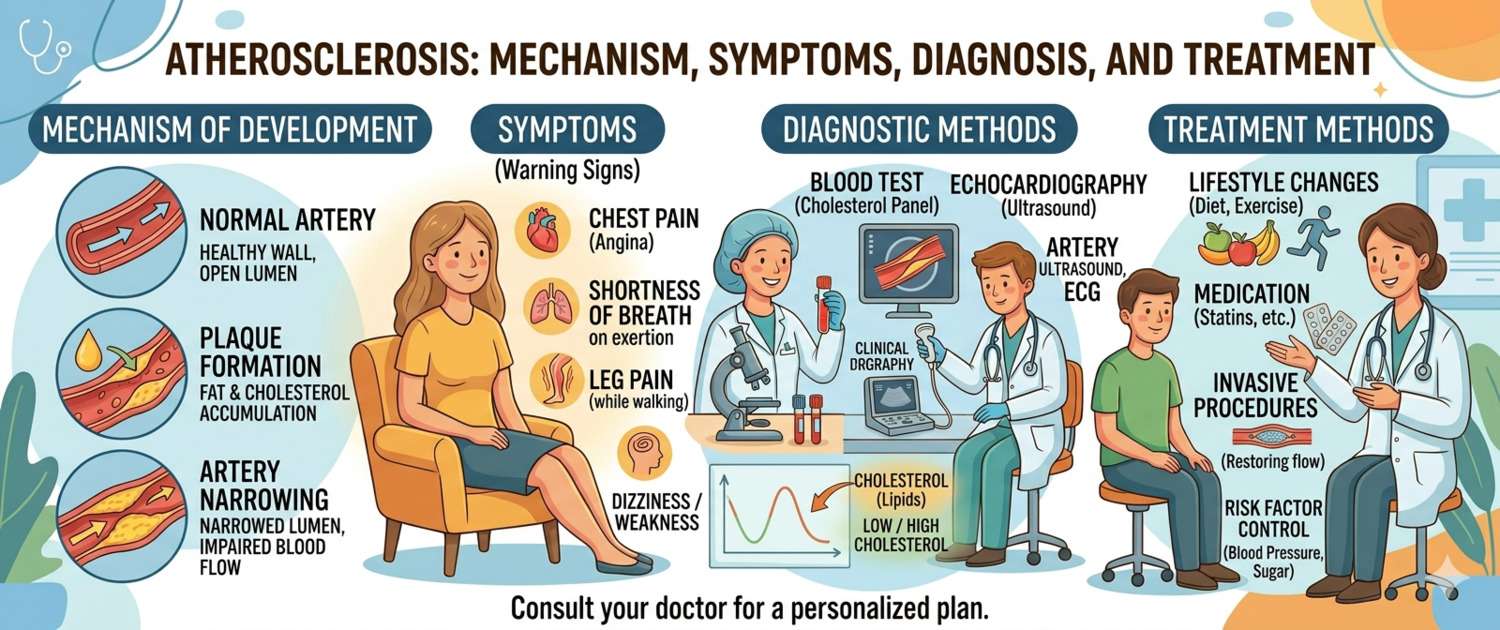 Atherosclerosis: Mechanism, Symptoms, Diagnosis and Treatment