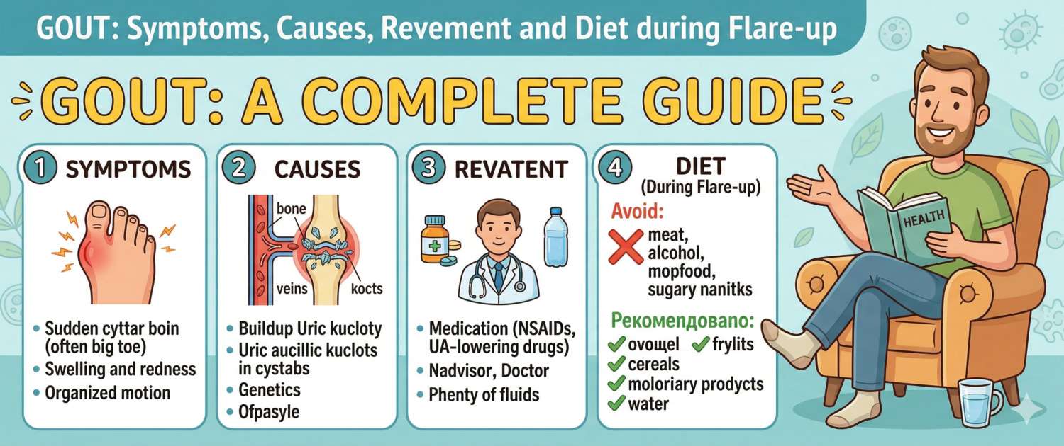 Gout: Symptoms, Causes, Treatment and Diet During an Attack