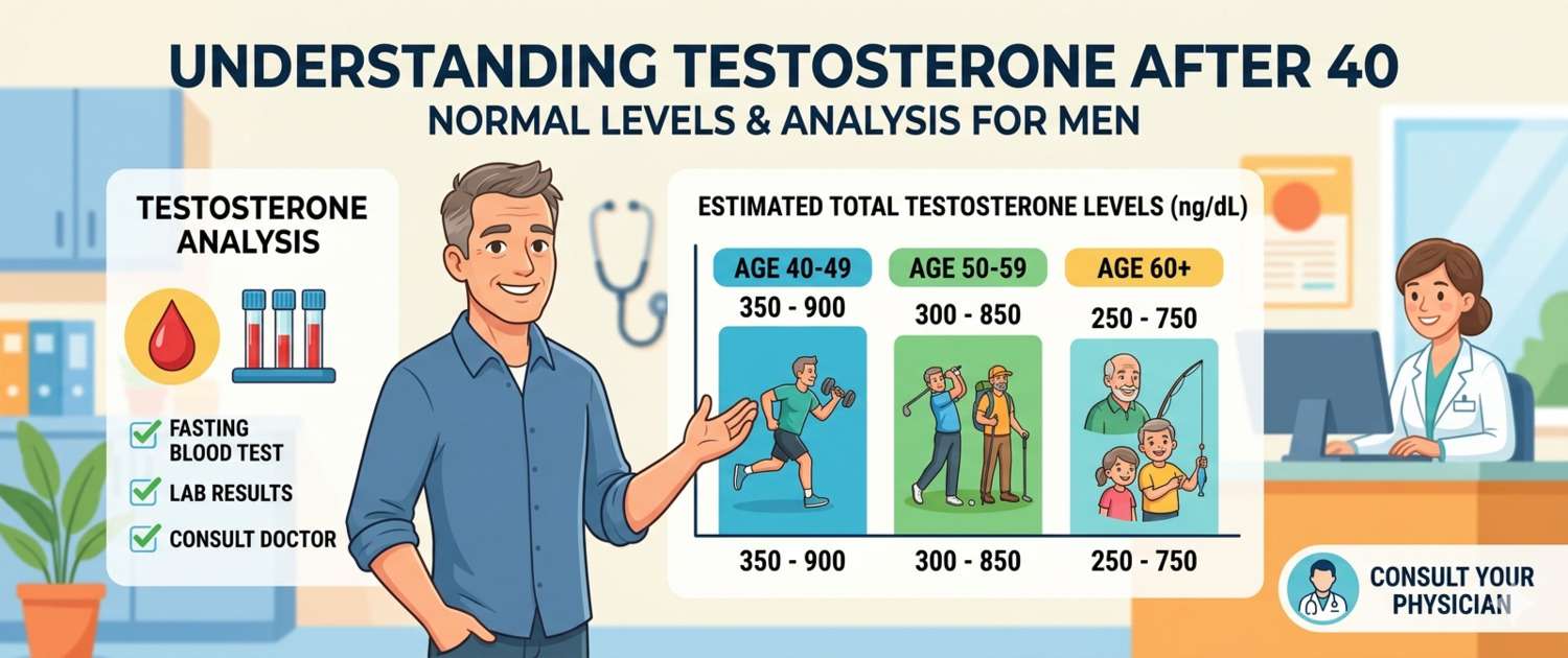 Testosterone After 40 in Men: Normal Levels by Age and Blood Test
