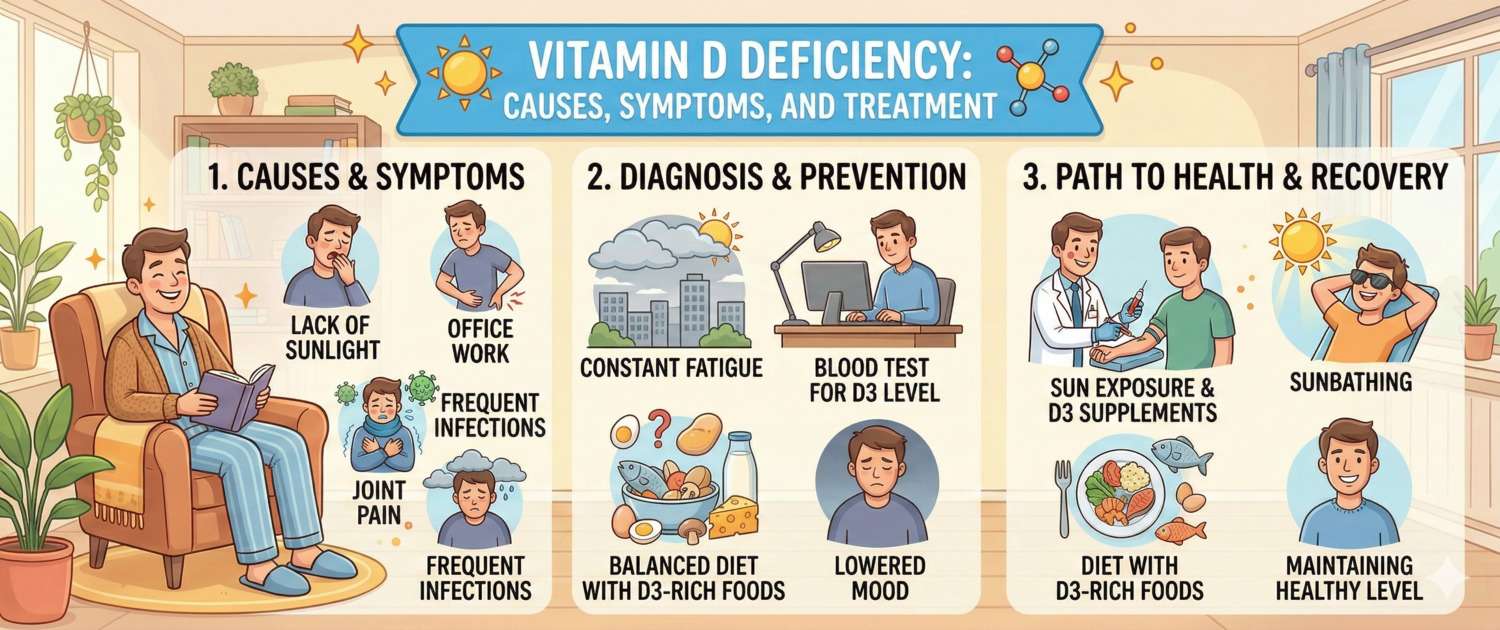 Vitamin D Deficiency: Symptoms, Causes and Treatment