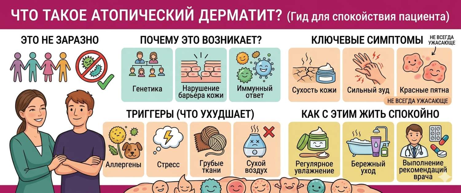 Атопический дерматит: симптомы, причины и современное лечение