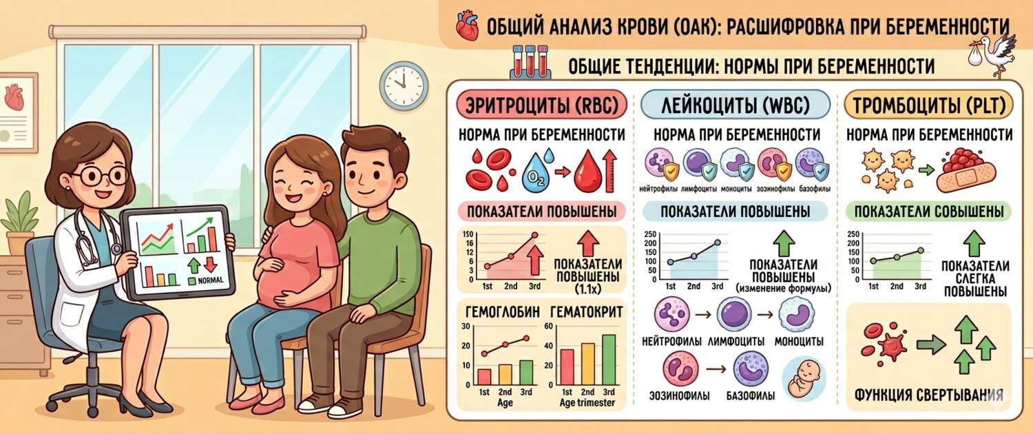 Общий анализ крови при беременности: нормы и расшифровка по триместрам