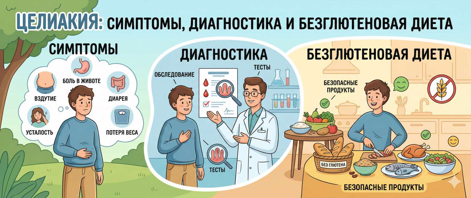 Целиакия: симптомы, диагностика и безглютеновая диета