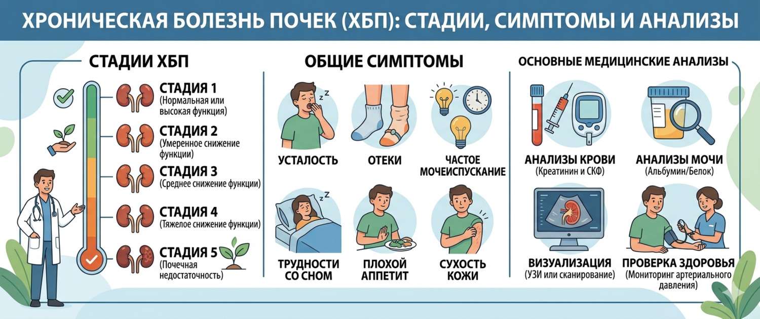 Хроническая болезнь почек: стадии, симптомы и лечение