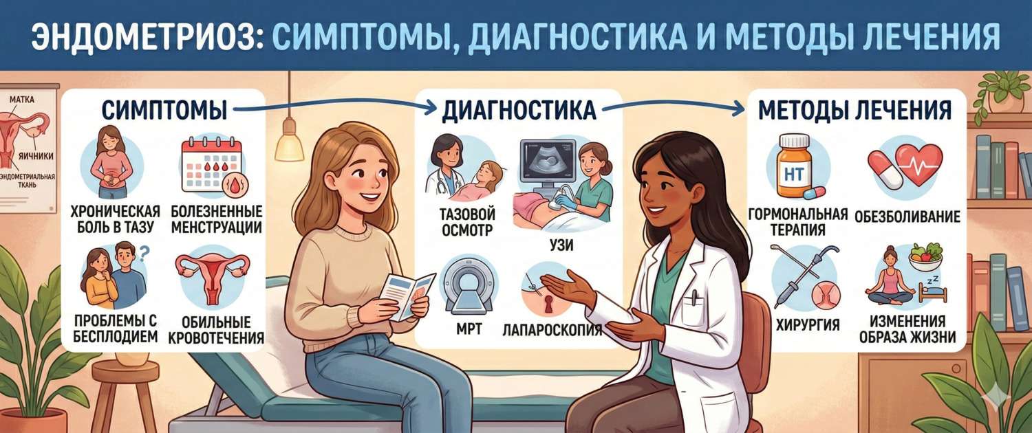 Эндометриоз: симптомы, диагностика и методы лечения