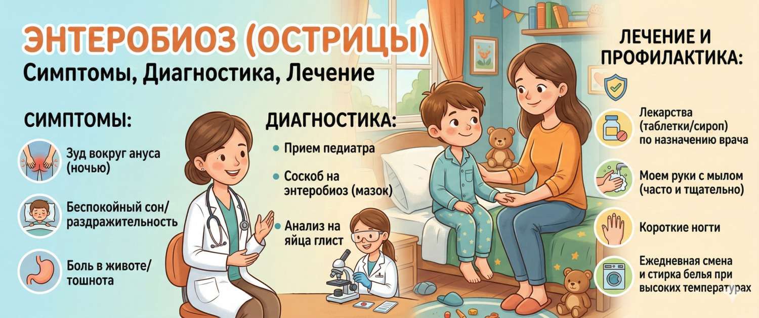 Энтеробиоз (острицы): симптомы, диагностика и лечение