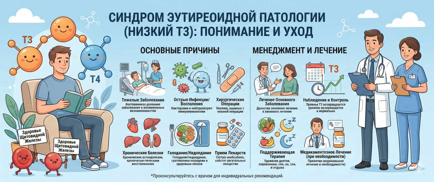 Синдром эутиреоидной патологии (низкий Т3): причины и лечение