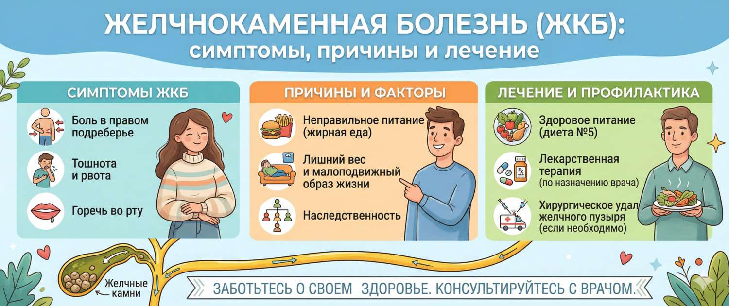 Желчнокаменная болезнь: симптомы, причины и лечение ЖКБ