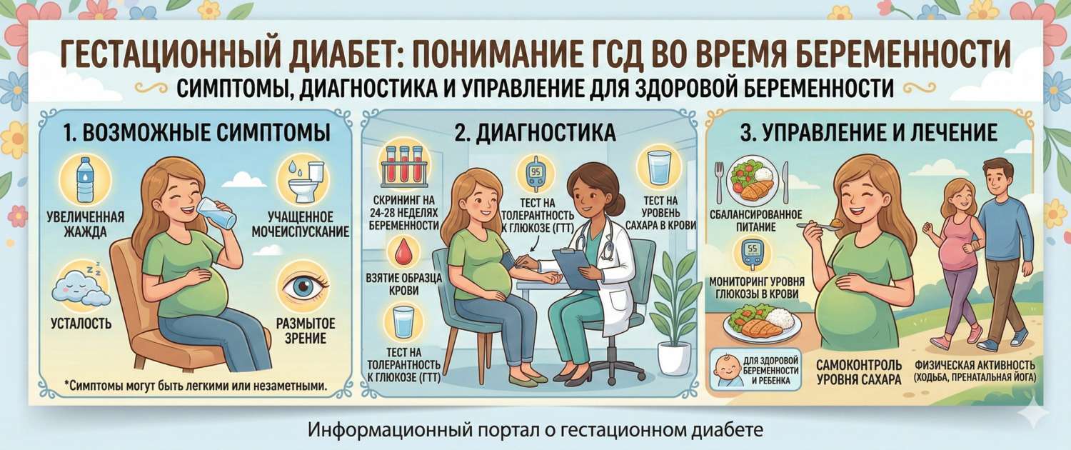 Гестационный диабет: симптомы, диагностика и лечение при беременности