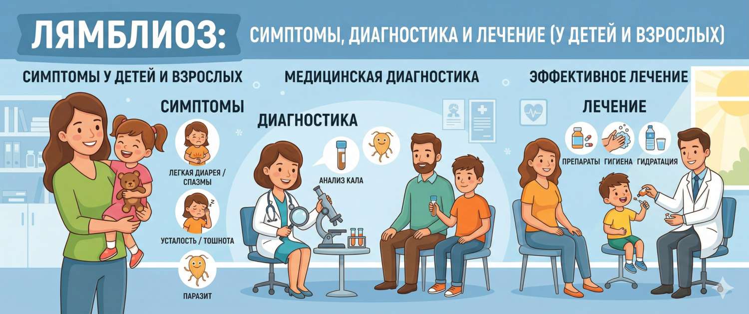 Лямблиоз: симптомы, диагностика и лечение у детей и взрослых