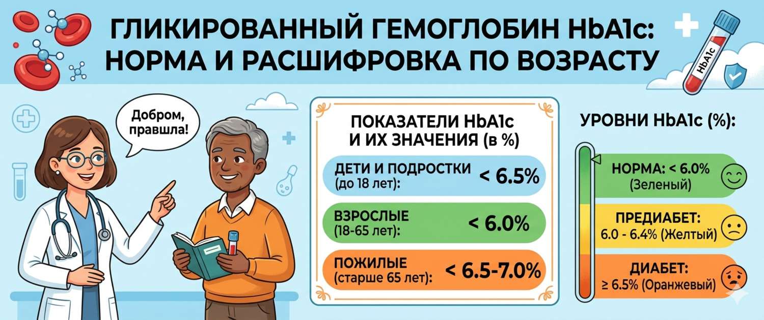 Гликированный гемоглобин HbA1c: норма и расшифровка по возрасту