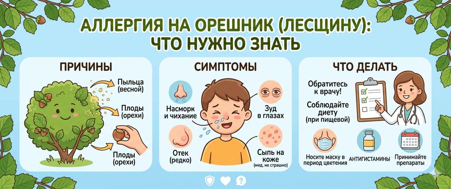 Аллергия на орешник: симптомы, перекрёст и лечение