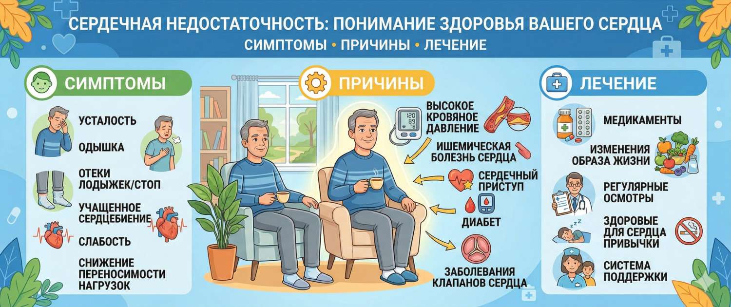Сердечная недостаточность: симптомы, причины и лечение