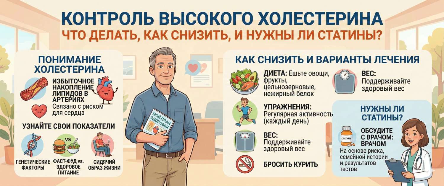 Высокий холестерин: что делать, как снизить и нужны ли статины