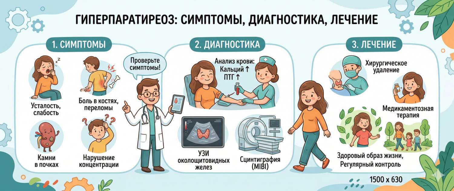Гиперпаратиреоз: симптомы, анализы, диагностика и лечение