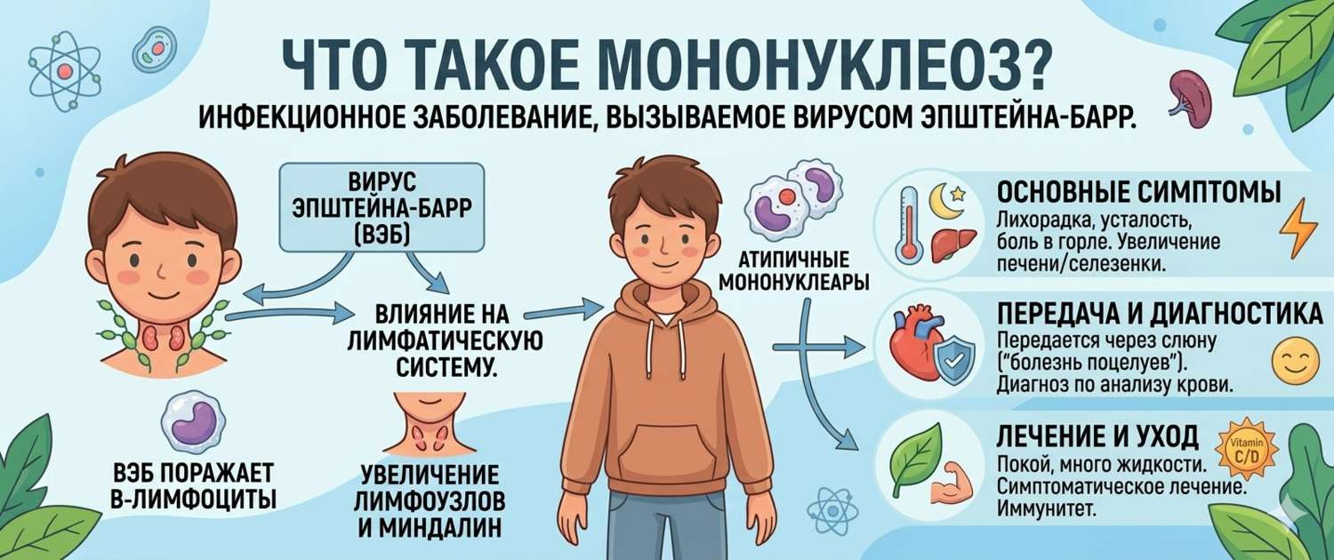 Инфекционный мононуклеоз: симптомы, диагностика и лечение