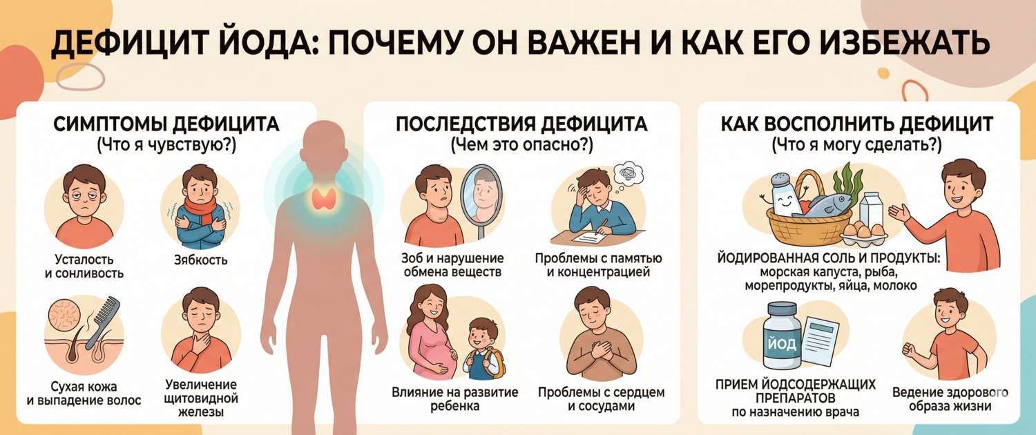 Дефицит йода: симптомы, последствия и как восполнить