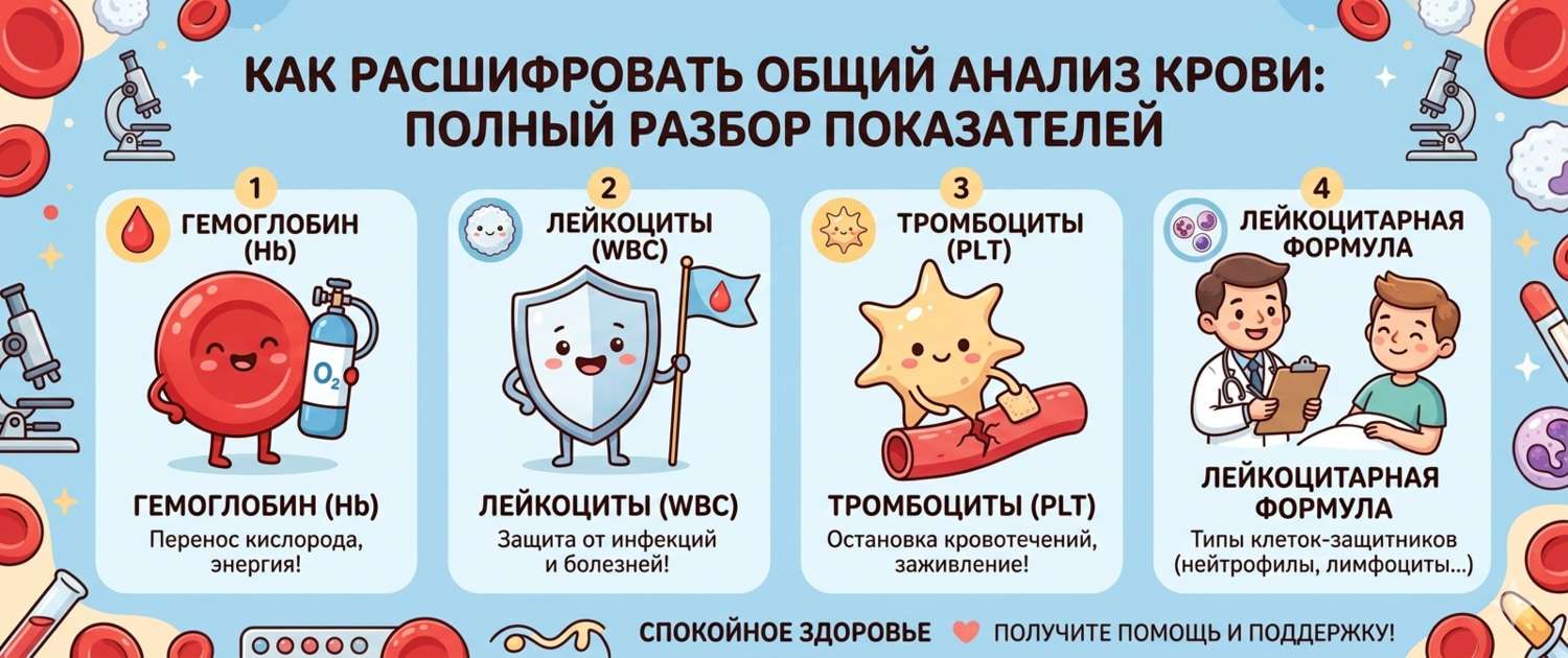 Расшифровка анализа крови: все показатели ОАК и что они значат