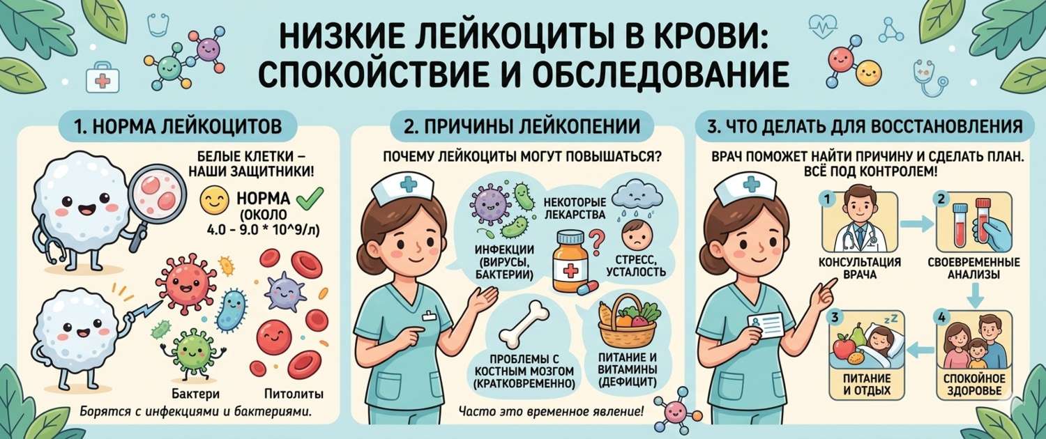 Низкие лейкоциты в крови: причины лейкопении и что делать