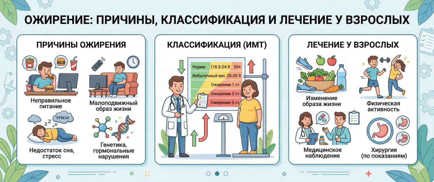 Ожирение: причины, классификация и лечение у взрослых