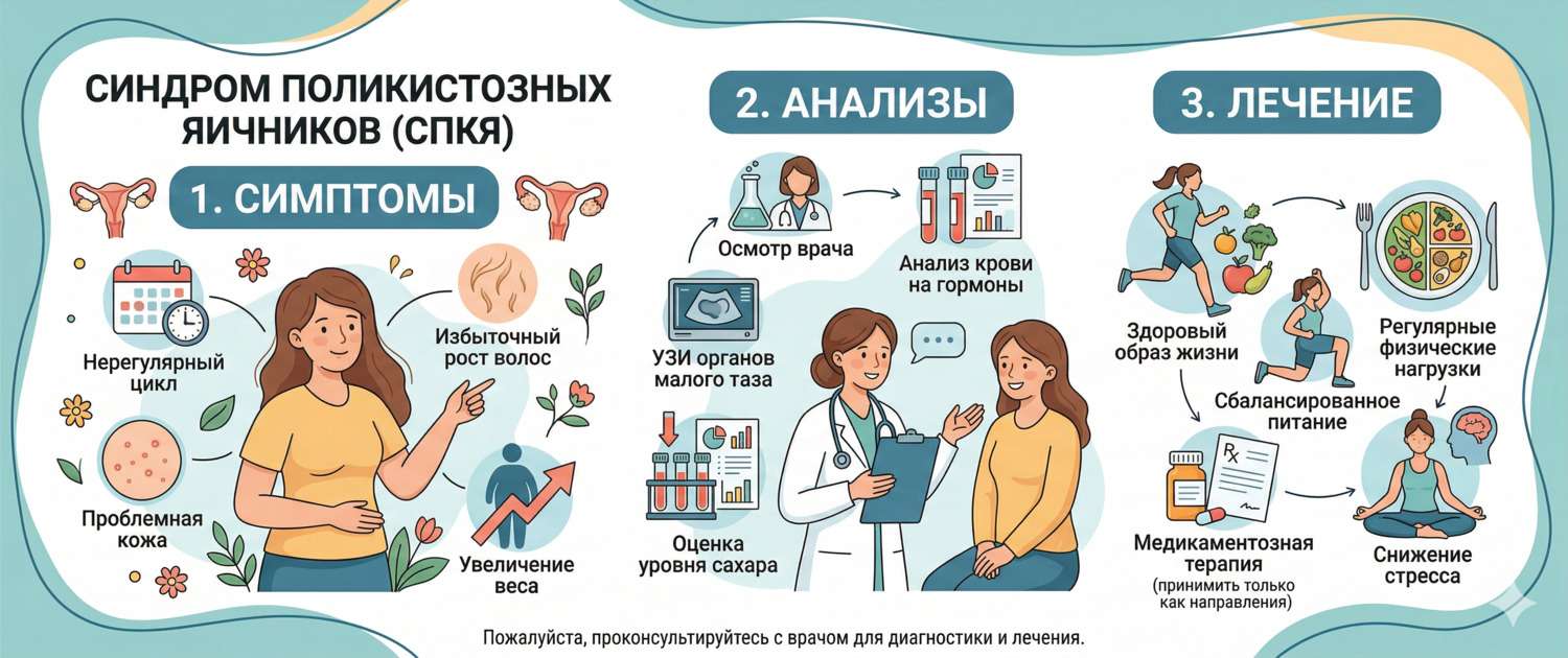 Синдром поликистозных яичников (СПКЯ): симптомы, анализы и лечение